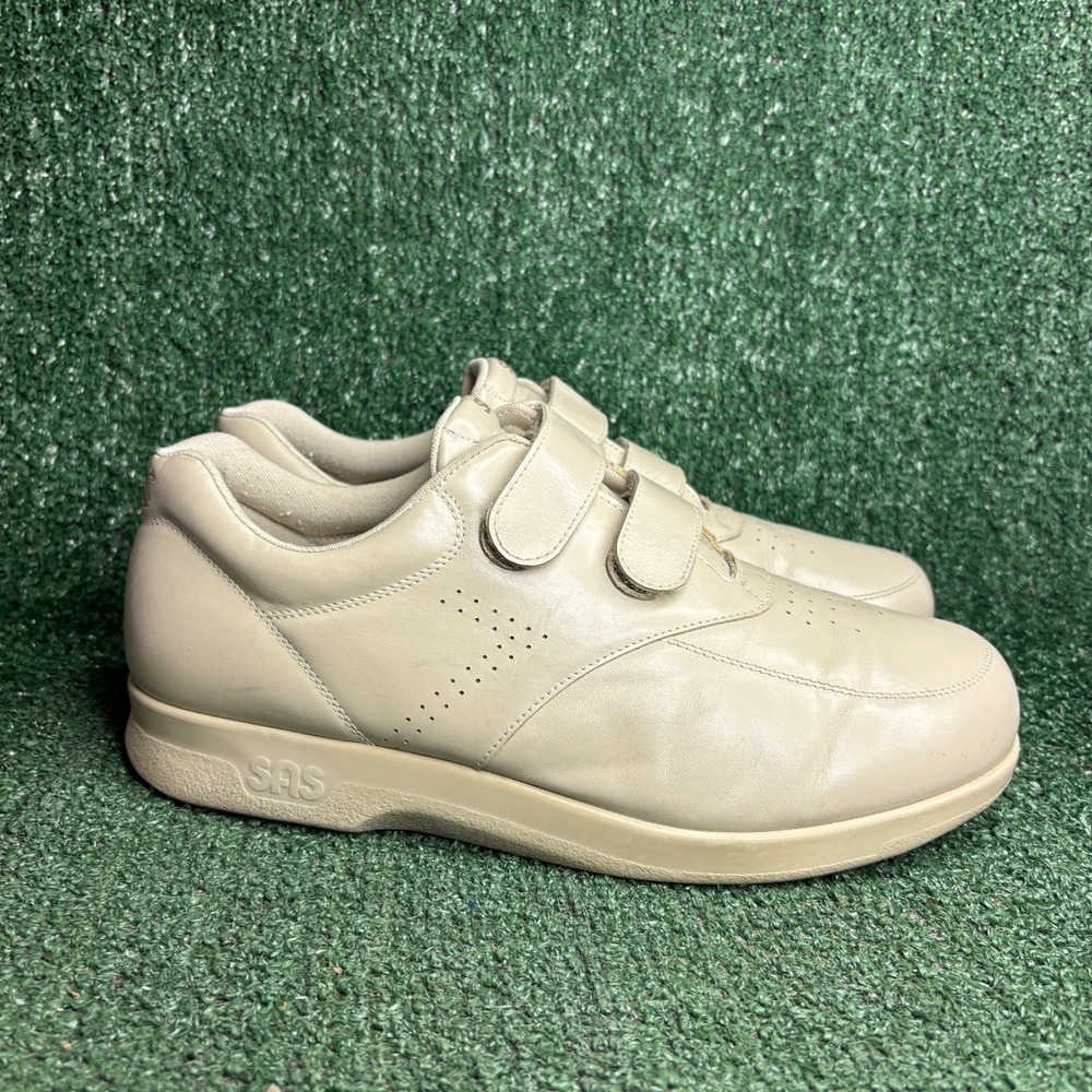 SAS VTO Walking Comfort Hook Loop Strap Leather Sneakers Bone Tan Mens 13 Wide